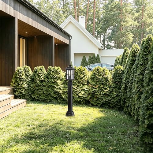 2 Pack Black Outdoor Lamp Post with Base