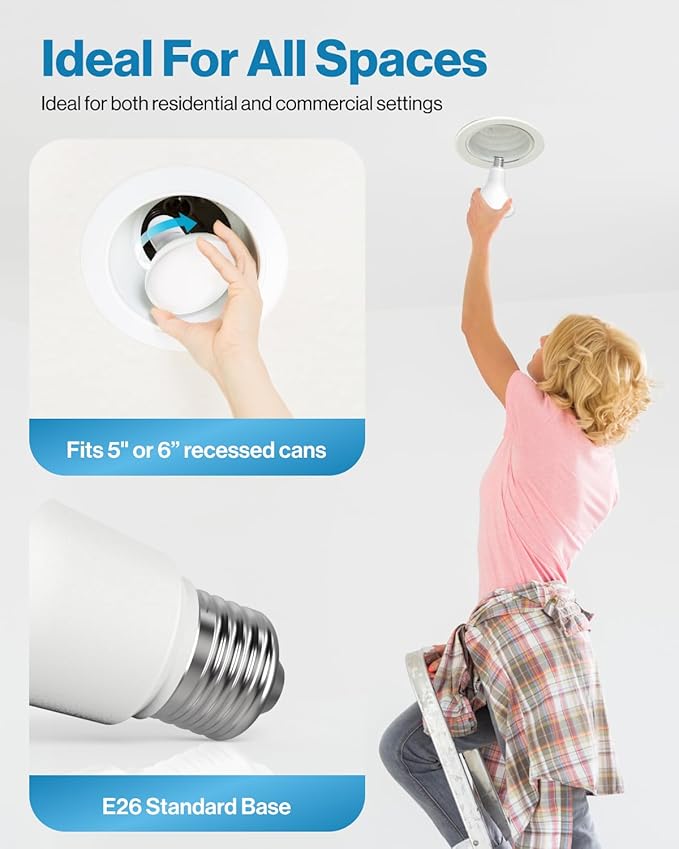 Sunco 72 Pack BR30 Light Bulb LED Recessed Can Light Bulbs, Indoor Flood Lights 850 LM, 11W (65W Equivalent), 2700K Warm White, Dimmable, E26 Base, for Home, Kitchen, Bedroom UL