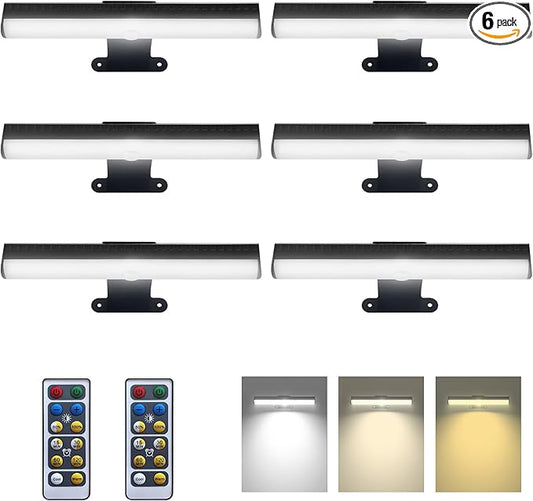 Wall Picture Lights with Remote, Dimmable Painting Light Battery Powered with 3 Lighting Colors,Timer auto-OFF, Art Display Light for Indoor Wall Pictures Paintings Frames Gallery Hallway-6PACK
