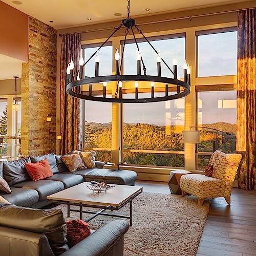 Black Wagon Wheel Chandelier 40 inch