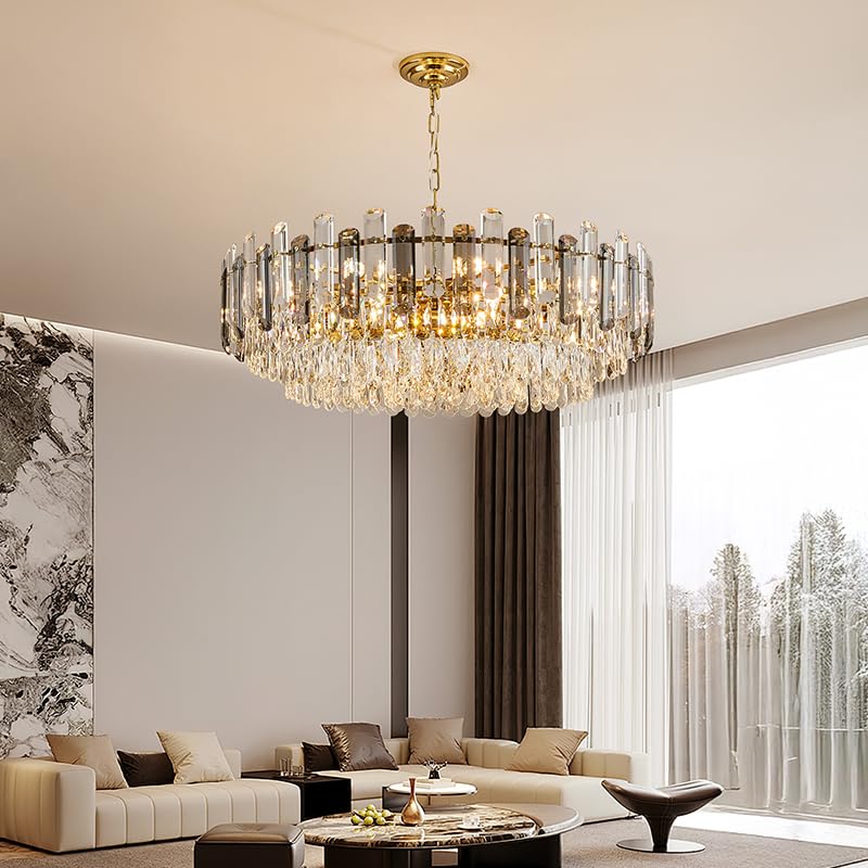 31.5" Modern Crystal Chandelier Gold 3