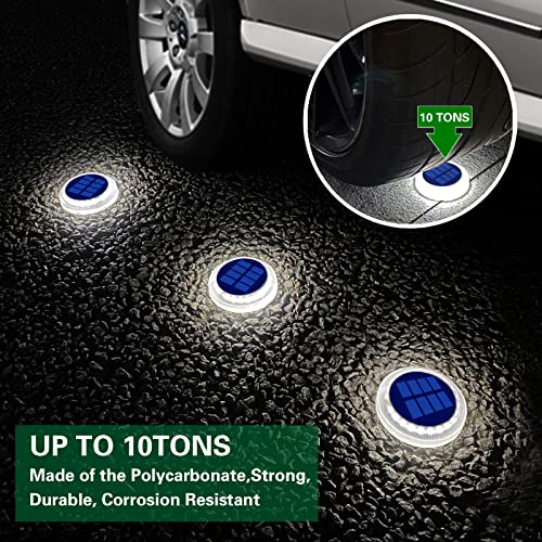 Solar Discs Lights Outdoor IP68 Waterproof 6 Pack White Round (6 Count)