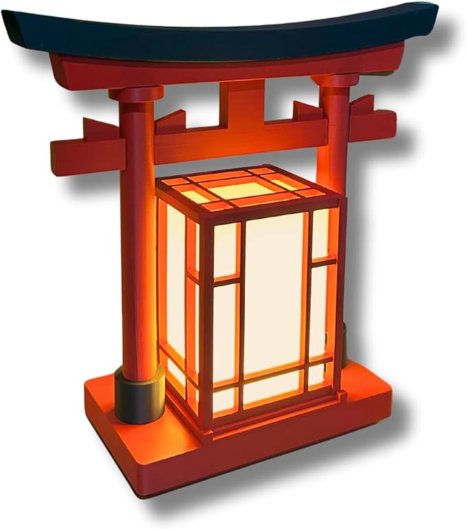 Japanese Torii Gate Lantern 2.0 XL - Exquisite Japanese Decor for Home and Room | Unique Desk Lamp and Table Lamp Design | Mini Japanese Lantern Transforms Any Space (Crimson Red (2.0 XL) - Corded)