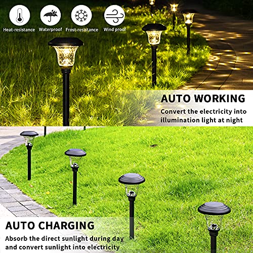 Metal & Glass Solar Lights Outdoor (8 Count)