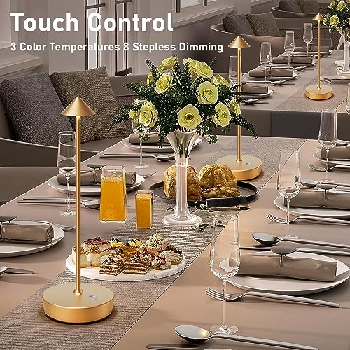 Cordless Rechargeable Led Table Lamp Battery Operated Light Gold