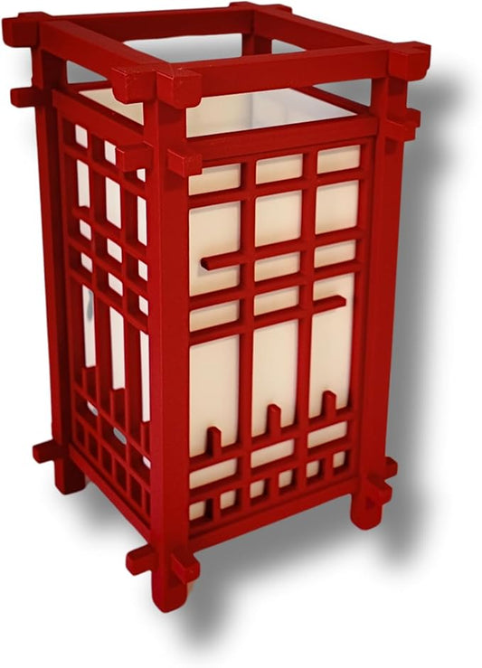 Japanese Shoji Style Lantern - Exquisite Japanese Decor for Home and Room | Unique Desk Lamp and Table Lamp Design | Mini Japanese Lantern Transforms Any Space (Crimson Red (9in Tall) - Cordless)