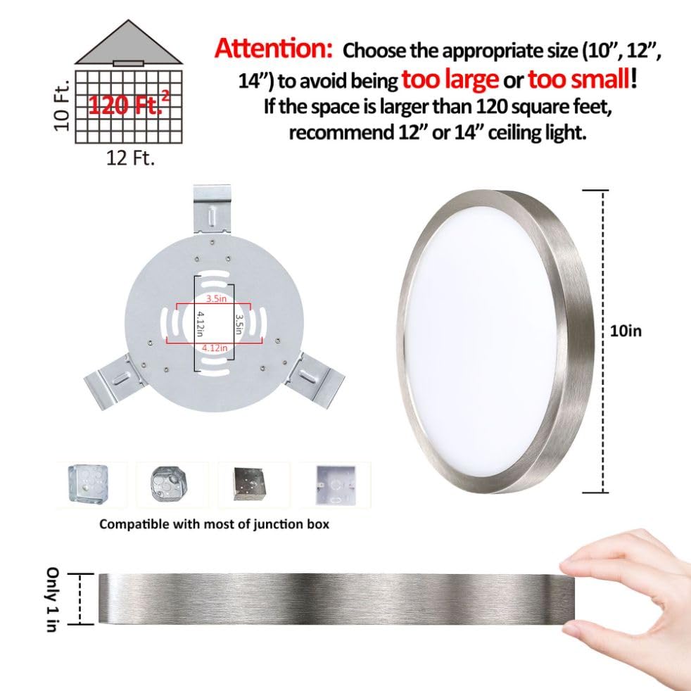 10 Inch LED Flush Mount Ceiling Light Fixture