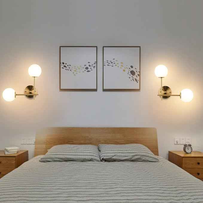 Gold Globe Wall Sconce, 7.5" W x 20" H, G9 Base, Compatible with LED or Halogen Bulbs, Perfect for Bathroom, Kitchen, Living Room, Home Office, Lobby, Bedroom