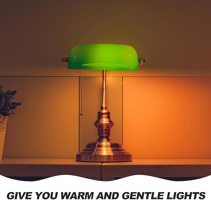 Homoyoyo 2pcs Vintage Bankers Lampshade Replacement Cover High-temperature Resistant Green PP Plastic Easy to Install Decorative Indoor Table Lamp Shade for Classic Desk Lighting
