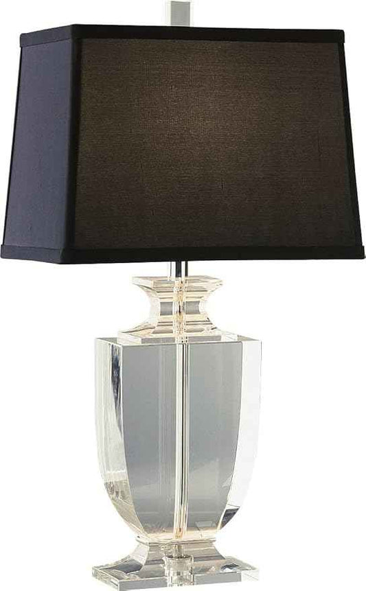 Robert Abbey 3329B Lamps with Rectangular Black Dupioni Silk Shades, Clear Crystal/Silver Plate Accents Finish, 20.5" x 5.13" x 20.5"