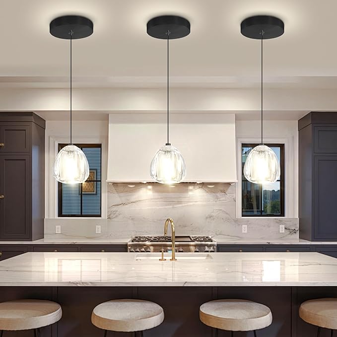 1-Light Crystal Pendant Light Mini Chandelier Crystal Ball Chandelier for Kitchen Island Dining Room Bedroom Hallway Black Mini Globe Hanging Light Fixture
