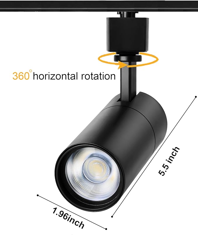 Black 20W Track Lighting Heads,2700K-6500K Stepless Dimming H Type LED Track Light Heads Dimmable Rail Ceiling Spotlight Fixtures Accent,CRI90+ 24° 1800LM,6 Pack (Black, 20W(6 Pack)) - Aura Lighting