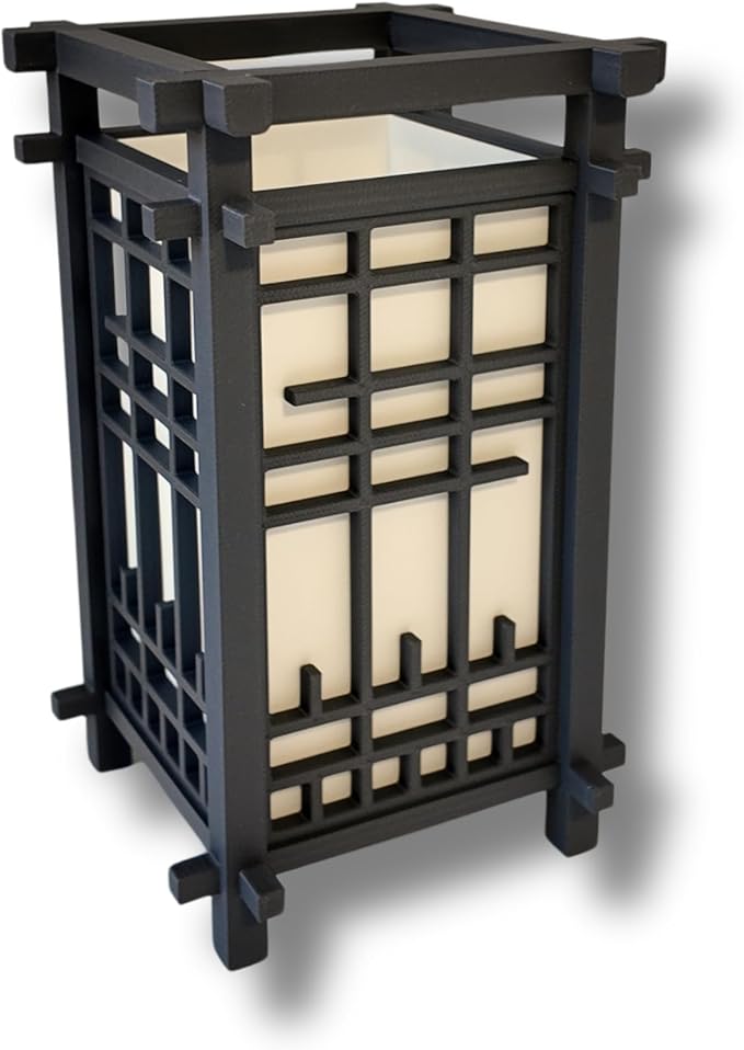 Japanese Shoji Style Lantern - Exquisite Japanese Decor for Home and Room | Unique Desk Lamp and Table Lamp Design | Mini Japanese Lantern Transforms Any Space (Ash Grey (7.5in Tall) - Cordless)