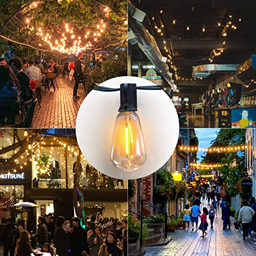100FT Outdoor String Lights LED Dimmable Patio Lights String Waterproof with 50+3 Shatterproof Bulbs ST38 Vintage String Lights for Outside Gazebo Bistro Lights
