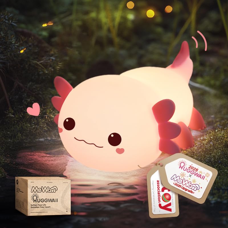 Huggwaii Squishy Axolotl Night Light for Kids
