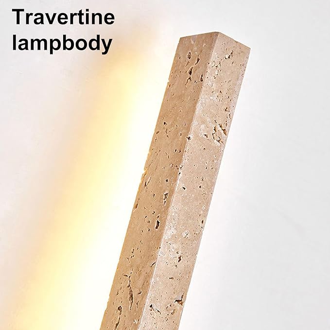 Japanese Style Stone Wall Sconce, Natural Yellow Travertine Wall Lamp, 8W LED Warm Light 3000K Wall Light, Wabi-Sabi Art Light Fixture for Living Room Bedroom Bedside Hallway(Walnut)