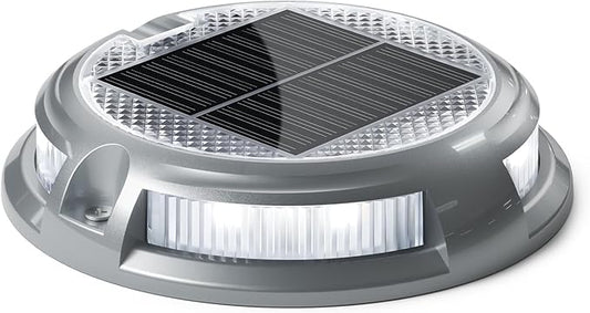 SIEDiNLAR Solar Driveway Lights Outdoor 16 LEDs 9 Modes, Dock Markers Deck Lights Waterproof Warning for Pathway Driveway Walkway Ground Step Yard Garden, RGB (1 Pack)