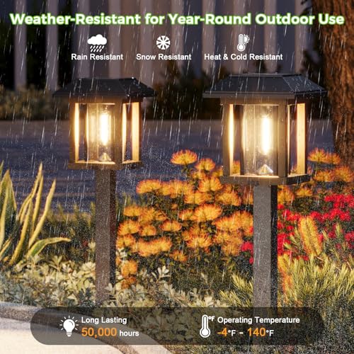 4 Pack Solar Pathway Lights Outdoor (4 Count)