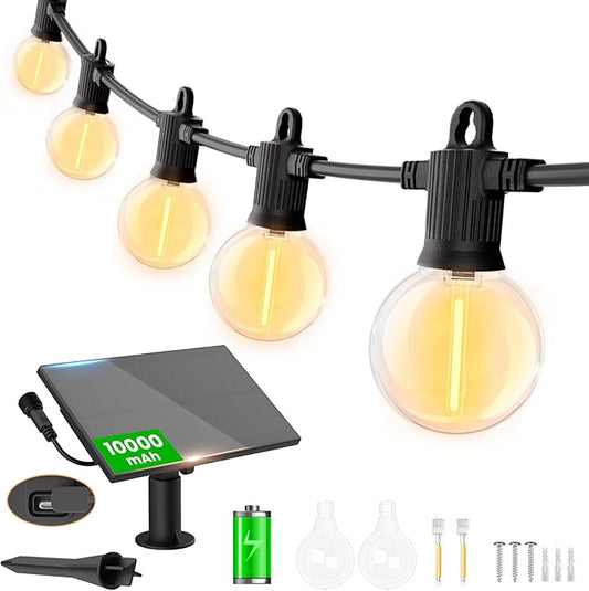 ZOTOYI 150FT Solar String Lights Outdoor Waterproof with USB Port and 73+3 Shatterproof G40 Bulbs, Solar Powered Patio Lights for Outside Deck Backyard Porch, 2200K