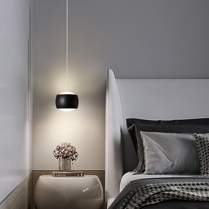 Modern LED Dimmable Pendant Light fixtures,Mini Island Pendant Lighting for Kitchen Island Dinning Room,Bedroom,Bar, Kitchen Island Ceiling Hanging Light Fixtures(black-1-Pack)