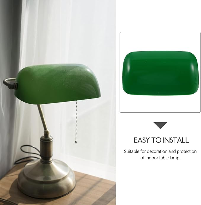 Homoyoyo 2pcs Vintage Bankers Lampshade Replacement Cover High-temperature Resistant Green PP Plastic Easy to Install Decorative Indoor Table Lamp Shade for Classic Desk Lighting