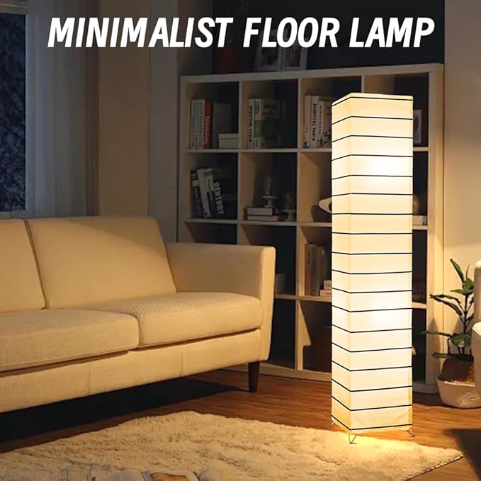 YY YEARCHY Floor Lamp Paper Lamp Standing Lamps with Rice Paper Shade for Bedroom Livingroom Square