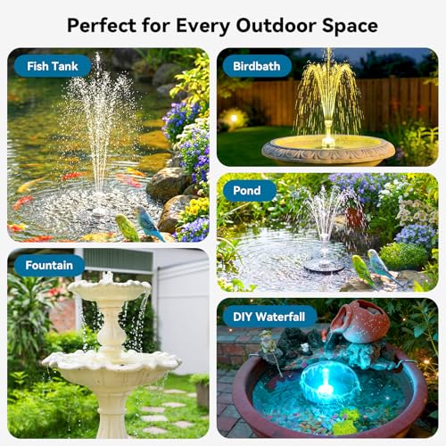 12W Solar Fountain Pump with 4200mAh Battery Backup& Remote RGB LED Lights