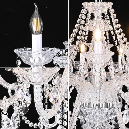 18 Light Double Layer Crystal Chandelier Transparent Modern Ceiling Pendant Light with K9 Crystal for Living Room Dining Room Bedroom Kitchen