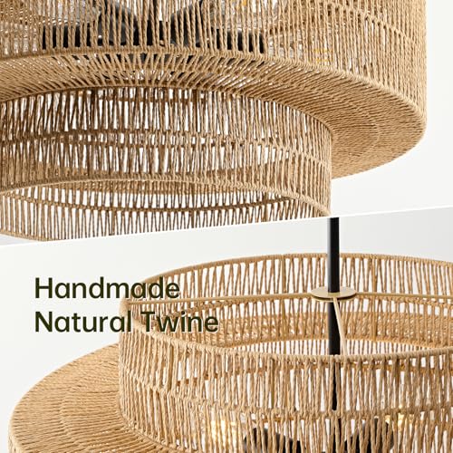 24" Rattan Chandelier for Dining Room