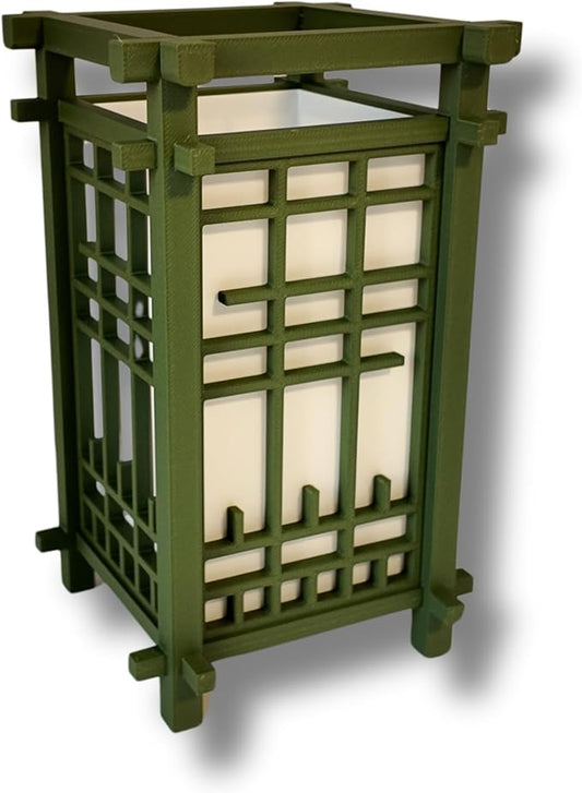 Japanese Shoji Style Lantern - Exquisite Japanese Decor for Home and Room | Unique Desk Lamp and Table Lamp Design | Mini Japanese Lantern Transforms Any Space (Olive Green (9in Tall))