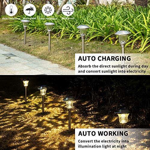 Metal & Glass Solar Lights Outdoor (8 Count)