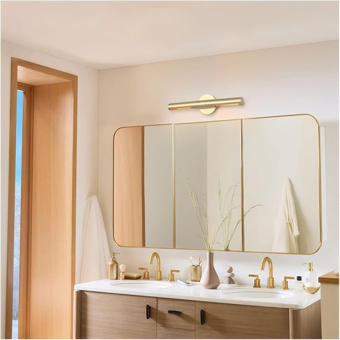 2 Lights Brass Bathroom Vanity Light Fixtures, Modern Metal Shade Wall Sconce, Bathroom Sconces Wall Lighting, Room Decor Picture Light, Wall Lights for Mirror, Living Room, Hallway