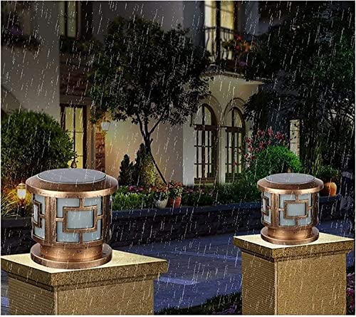 Outdoor Post Lights Waterproof Solar Post Light Outdoor Aluminum Pillar Lamp Smart Remote Control Led Column Headlight Glass Light Fixtures Garage Pavilion Courtyard S