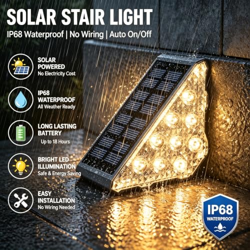 Solar Stair Lights 8 Pack (8 Count)
