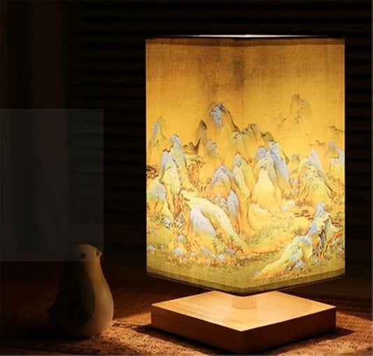 Japanese Lantern Bedside Bamboo Lamp - Table Lamp Japanese Decor Flower Lamp for Nightstand, Dresser, Living Room, Kids Room, Dorm, Office (Instructions + Lightbulb Included) (G)