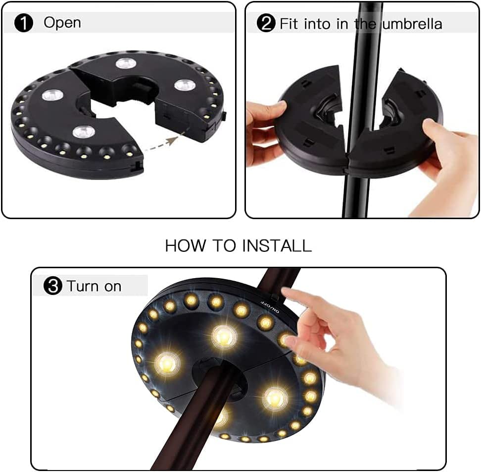 Patio Umbrella Light 3 Modes 28LED Cordless Battery Operated Umbrella Light