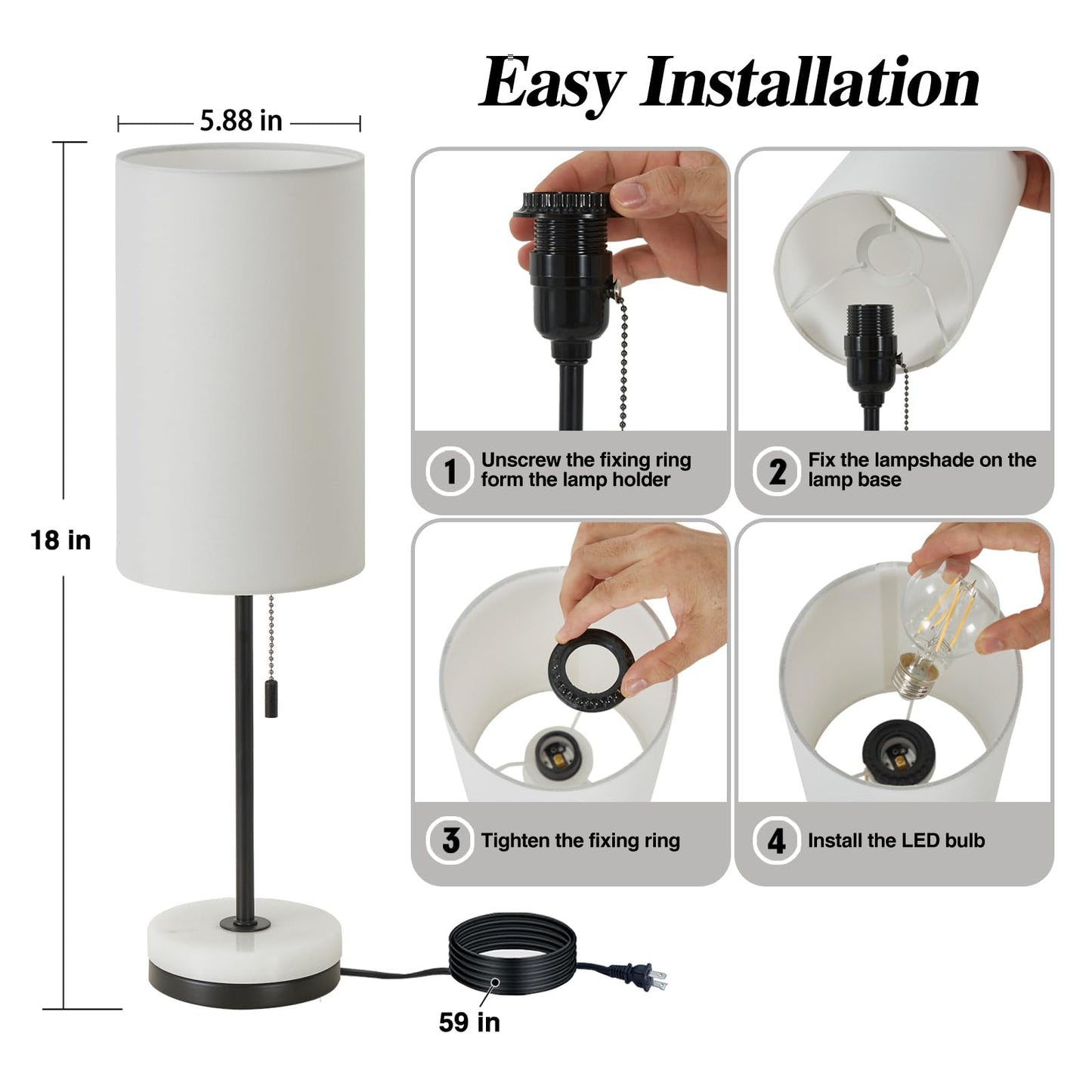 18" Minimalist Table Lamp Set of 2 (2 Count)