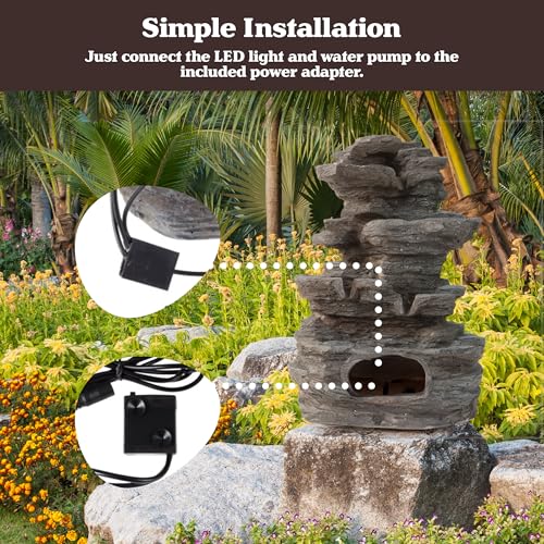 Tabletop Cascading Rock Waterfall Fountain with Lights