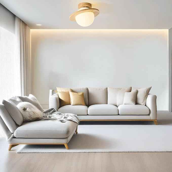 Modern Nordic Ceiling Light, Creative Planet Ceiling Lamp, 3-Color Dimming Saturn Ball Solid Wood Flush Mount Lighting Fixture, Close to Ceiling Lamp, for Nursery Bedroom Hallway