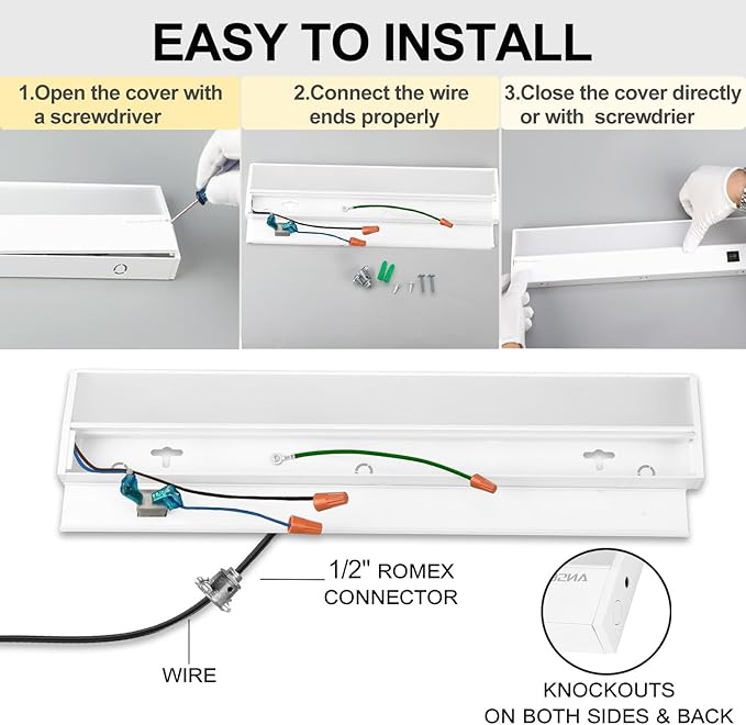 Ansen 4Packs of Under Cabinet Lighting Hardwired, 24IN 18W 1237LM, Dimmable Led Light for Kitchen/Bar/Closet, CRI>92, R9>90, 3 Color Temperature, 3000K/4000K/5000K(Warm White, Cool White, Daylight)