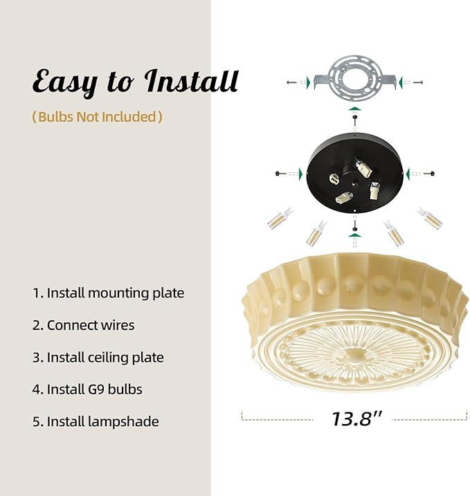 Schoolhouse Vintage Glass Ceiling Light - 14 Inch Cream Yellow Mid Century Modern Flush Mount Lighting Fixtures - Antique Art Deco Lamp for Bedroom Kitchen Entryway Laundry Hallway Foyer Bathroom Hall - Aura Lighting