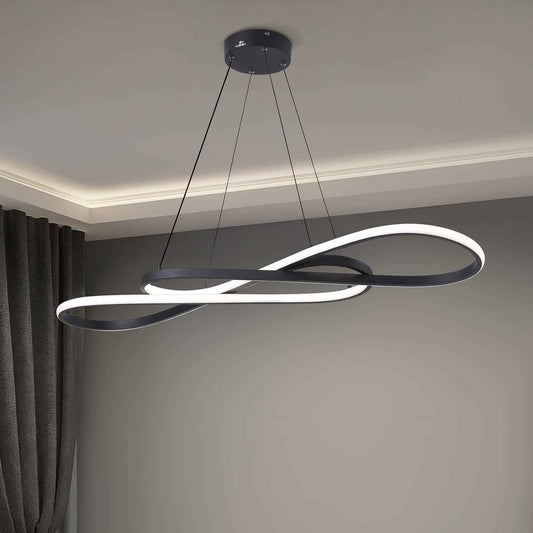 Modern LED dimmable Chandelier 45W Color Temperature 3000K-4000K-5000K Creative Design Suitable for Living Room Dining Room Kitchen Island Bedroom Foyer Note the Shape(Black, 40 Inch)