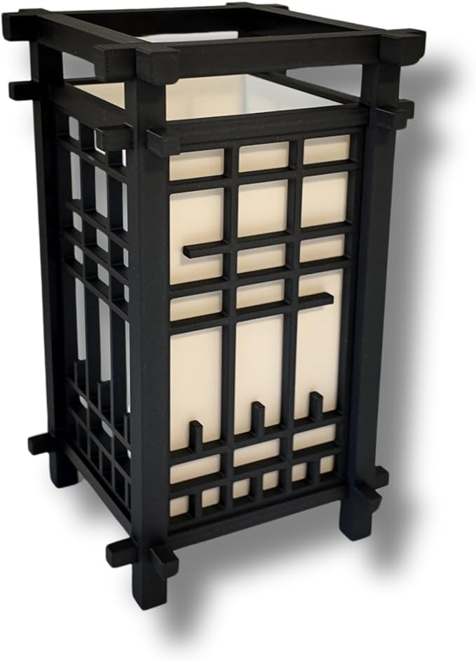 Japanese Shoji Style Lantern - Exquisite Japanese Decor for Home and Room | Unique Desk Lamp and Table Lamp Design | Mini Japanese Lantern Transforms Any Space (Jet Black (9in Tall))