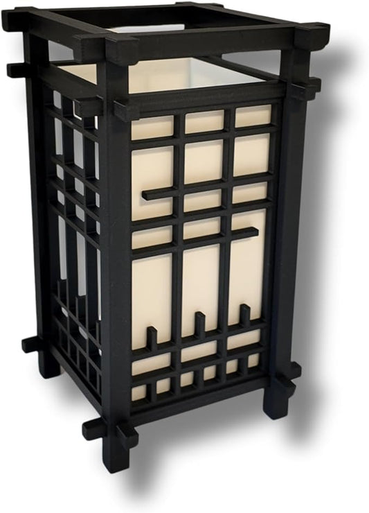 Japanese Shoji Style Lantern - Exquisite Japanese Decor for Home and Room | Unique Desk Lamp and Table Lamp Design | Mini Japanese Lantern Transforms Any Space (Jet Black (7.5in Tall) - Cordless)