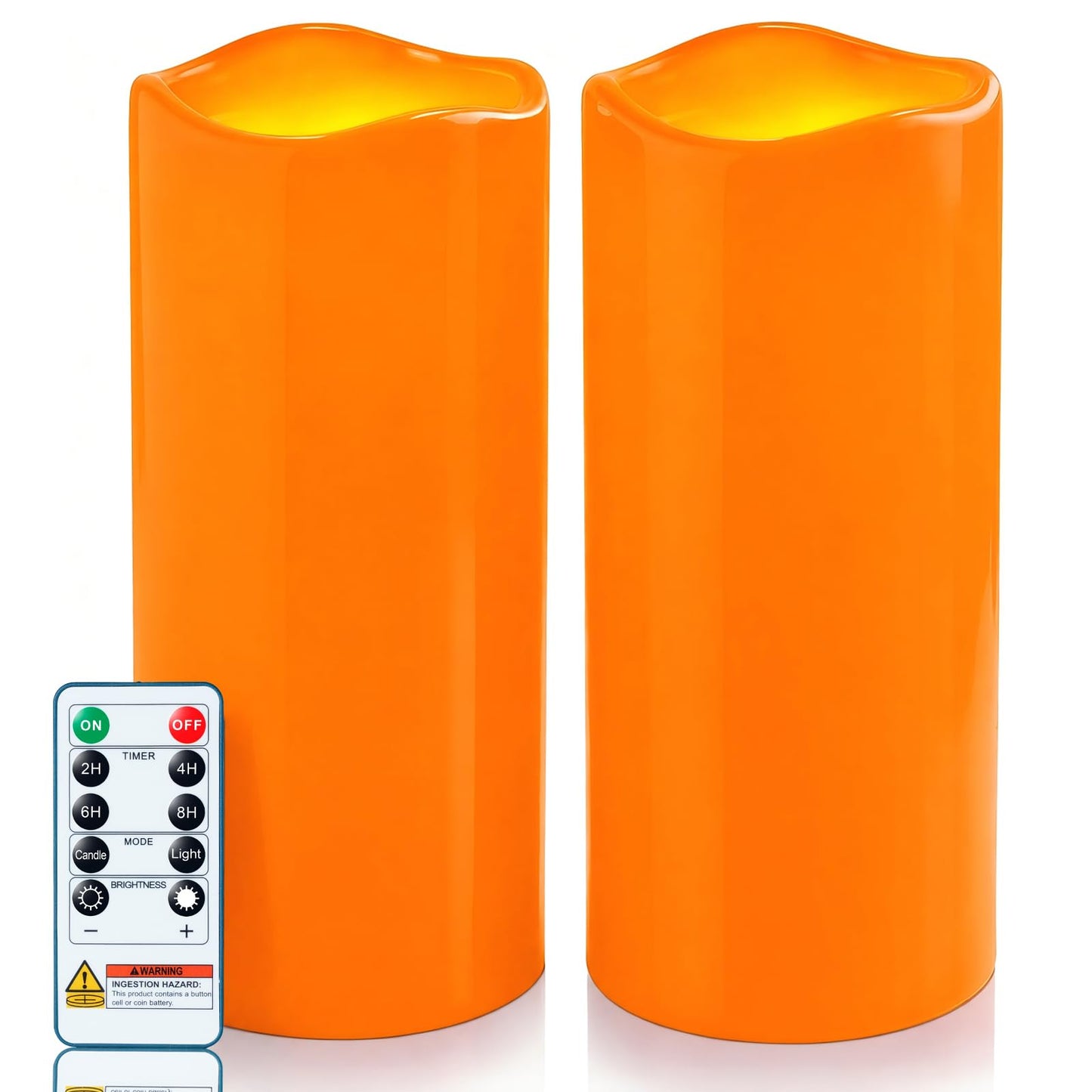 Large Orange Flameless Candles
