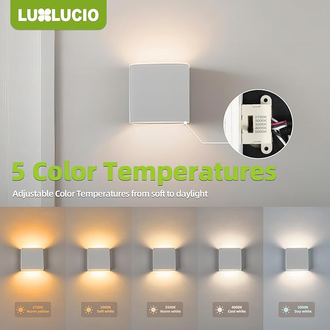 Indoor Outdoor Up and Down Wall Sconce, 5%-100% Dimmable 18W, 5 Color Temperature Selectable (2700K-5000K), Modern Lighting for Living Room/Porch, CRI90+, 120V, ETL FCC Certified - Aura Lighting