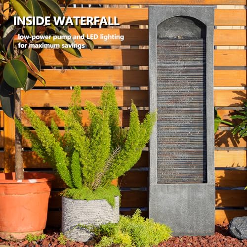 42H Modern Curved Indoor Water Fountain with LED Lighting
