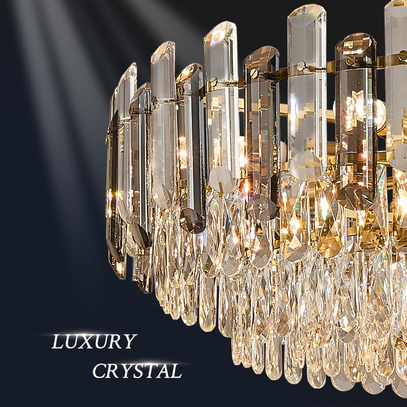 31.5" Modern Crystal Chandelier Gold 3