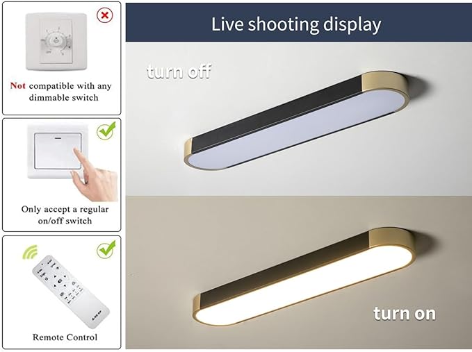 Tioolo Modern Ceiling Light, Acrylic Linear Ceiling Lamp, Dimmable LED Ceiling Light Fixture with Remote Control, Kitchen Dining Living Room Cloakroom Hallway Lighting (36W/27.5in L) - Aura Lighting