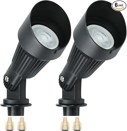 Lumina Lighting® 4W Landscape Lighting 12V Landscape Lights Low Voltage Landscape Spotlights Warm White Waterproof Outdoor Replaceable LED Bulb for Garden, Lawn, Porch, Patio and Yard (Black, 2-Pack) - Aura Lighting